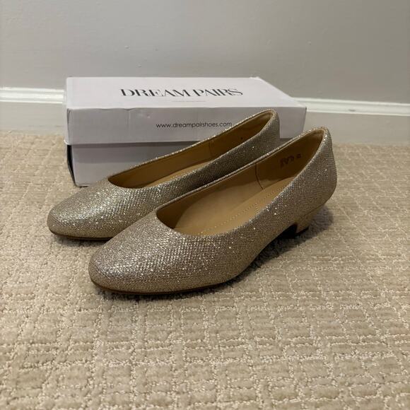 NIB Dream Pairs Women's Low Heels Mila Gold/Gliter US 8.5 EUR 40 Event‎ Formal - Picture 1 of 7